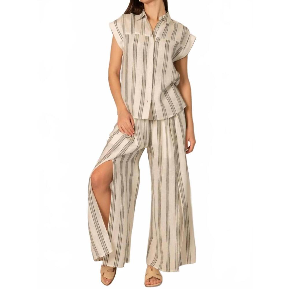 NEW BEFORE YOU COLLECTION striped linen shirt in ivory